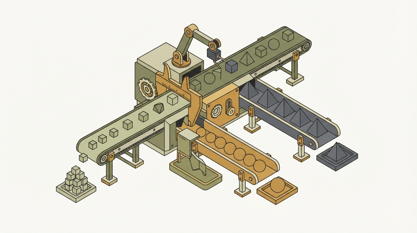 Diagrammatic illustration of structured content parsing and data transformation into modular social post formats